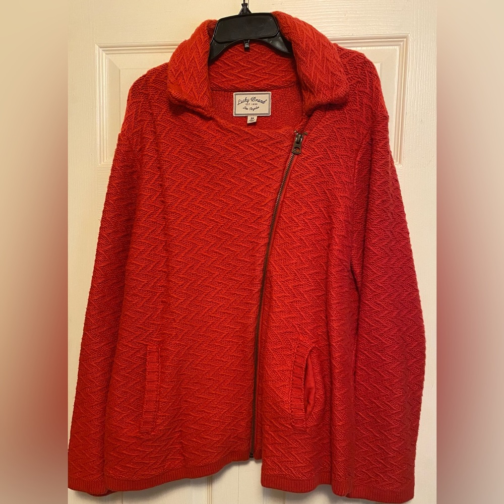 Lucky Brand Burnt Orange Sweater Jacket (Gently Used)